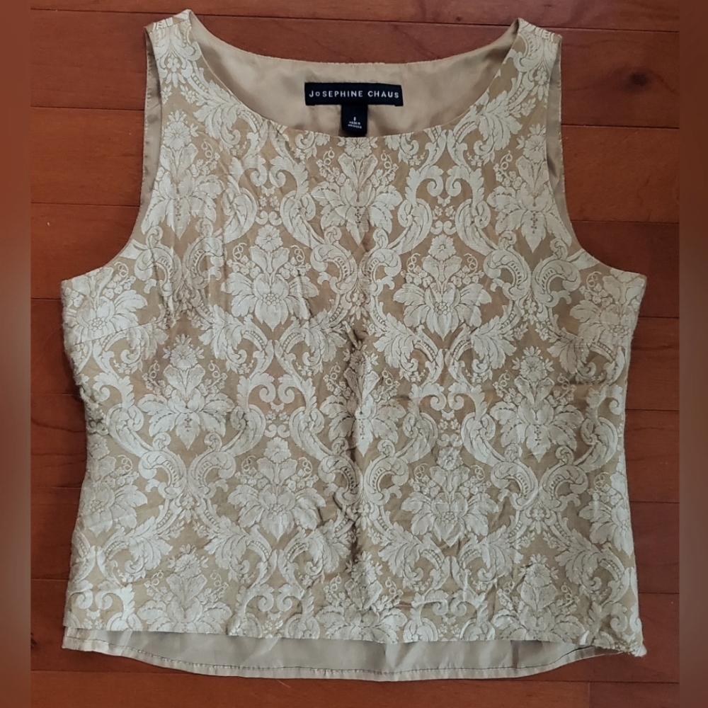 Josephine Chaus Beige Floral Lace Tank Top Size 8